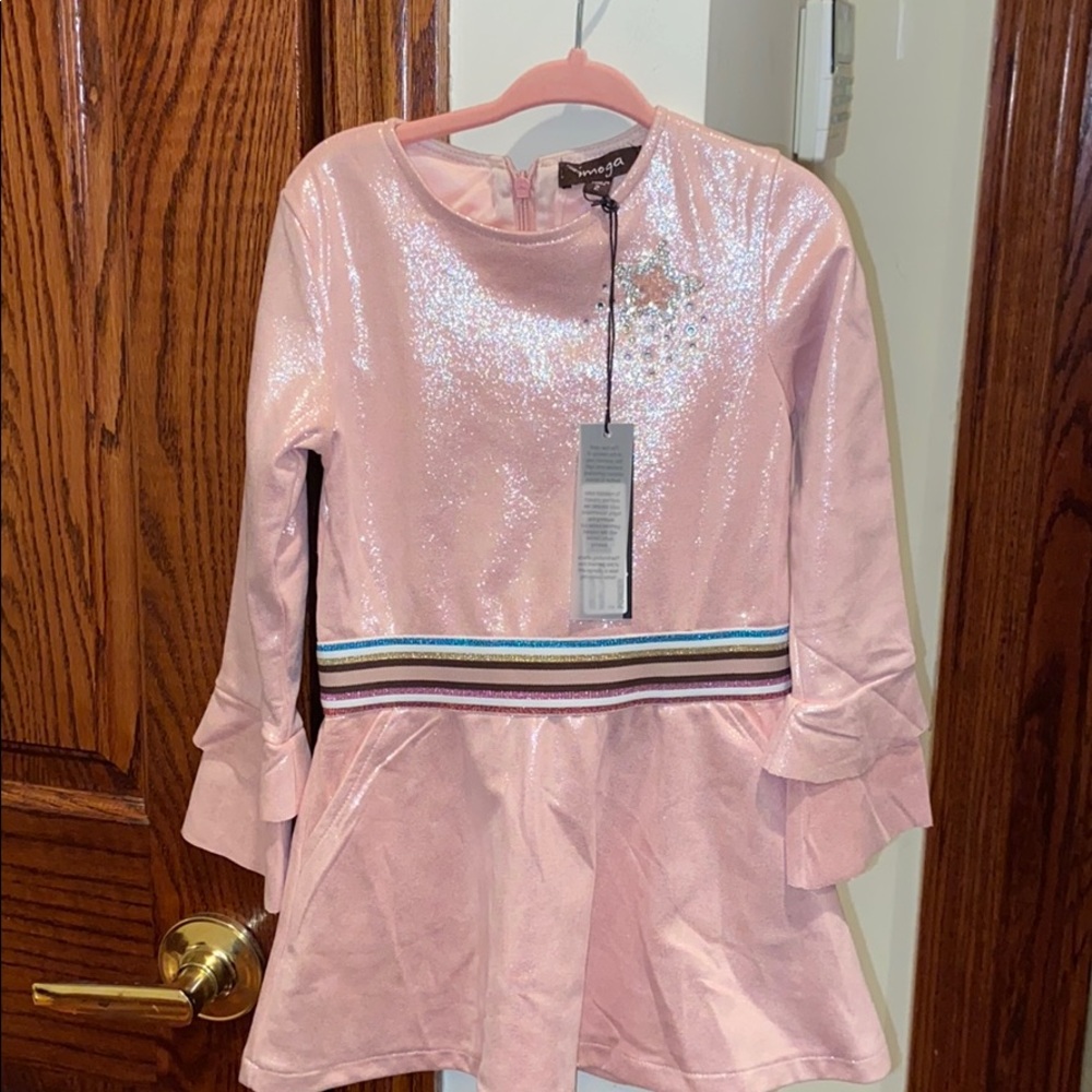 Brand new Imoga baby girl shimmer pink dress size2